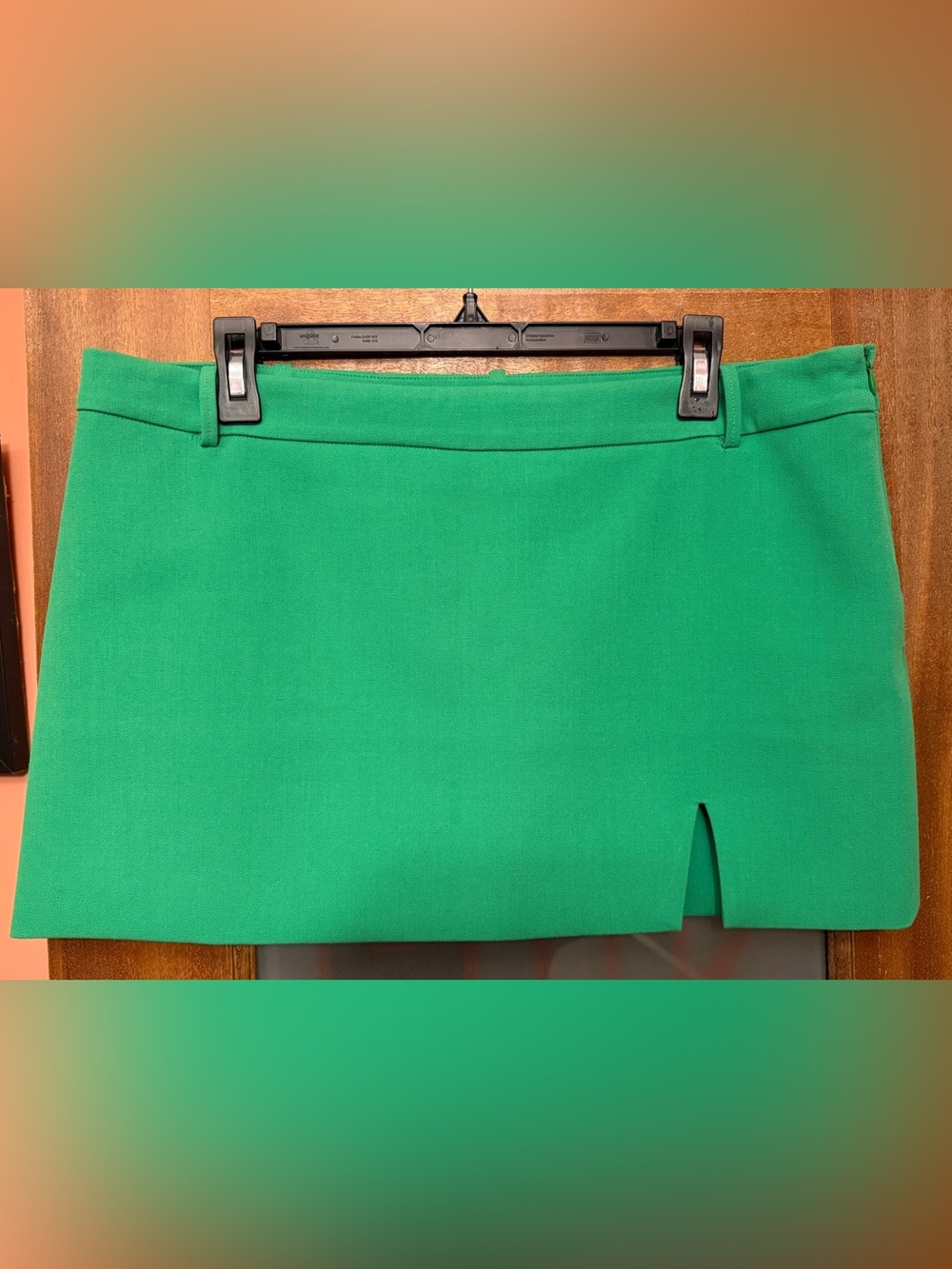 Zara Woman Bright Green Lined Very Mini Skirt Split Hem Side Zip NWOT